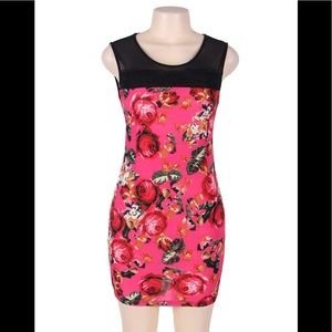 Pink w/Floral Print Dress